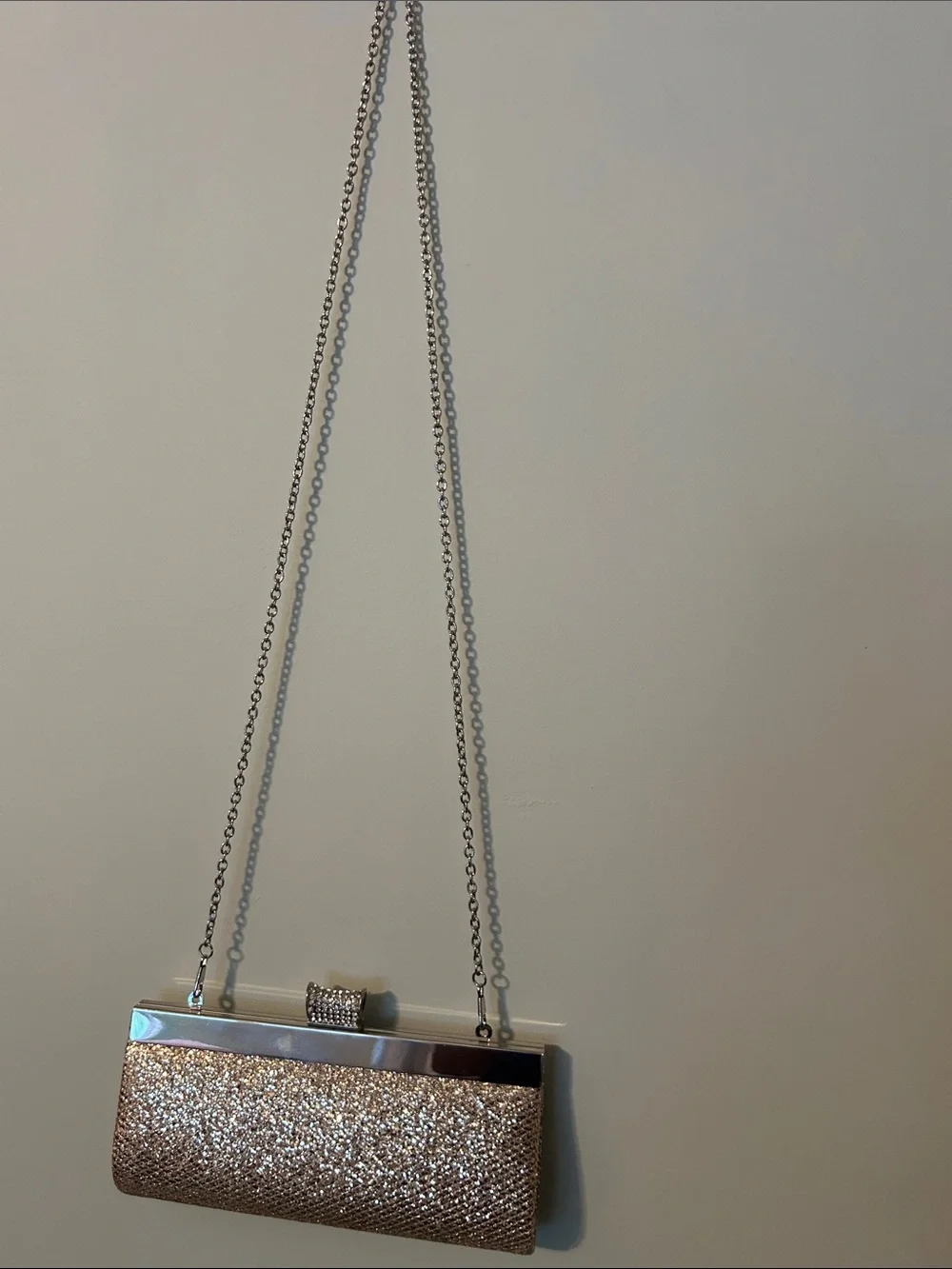 Lulu Townsend Sparkling Gold Mesh Clutch with Chain